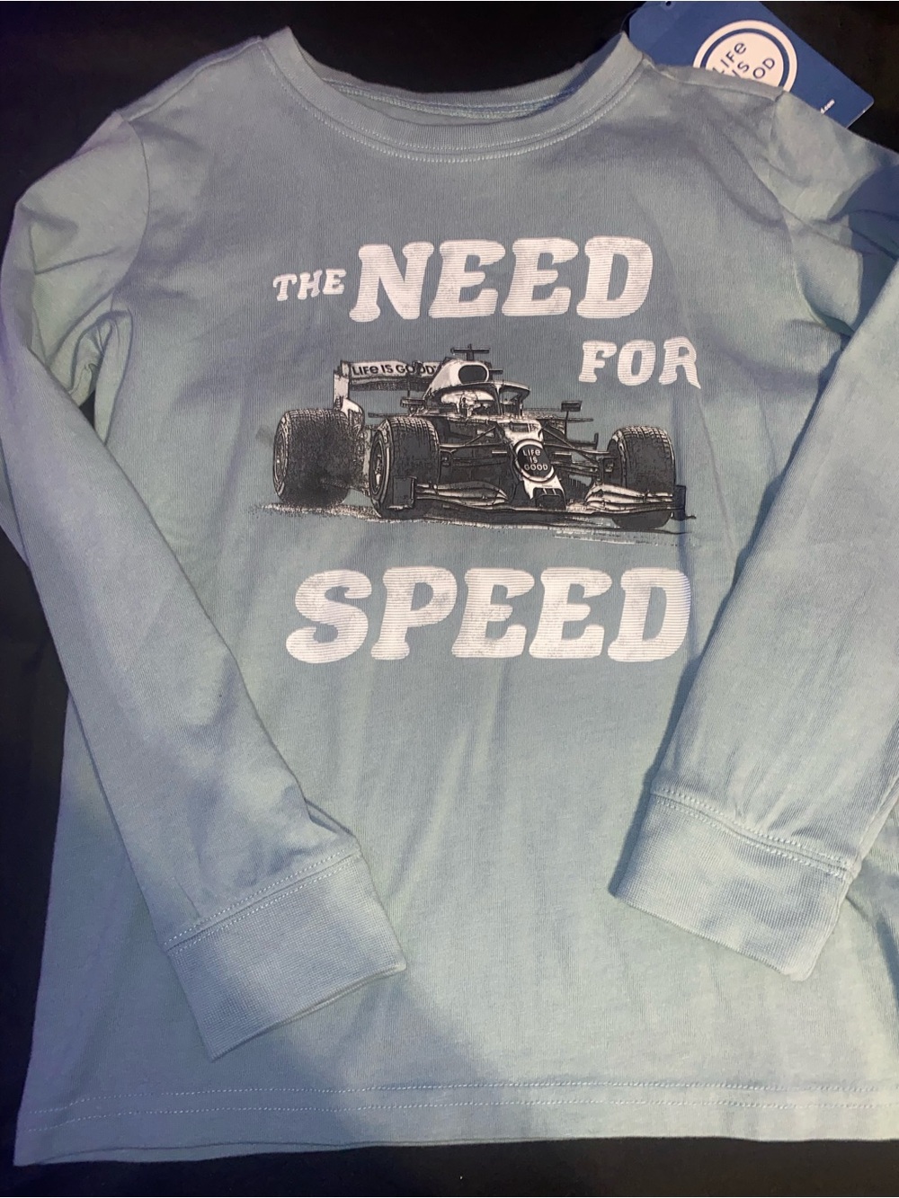 Life Is Good Kids Light Blue Long-Sleeve 'Need for Speed' Tee